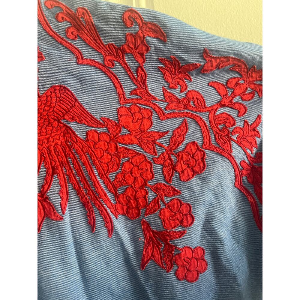 HEMANT & NANDITA embroidered boho blouse blue/red size small - Picture 4 of 10